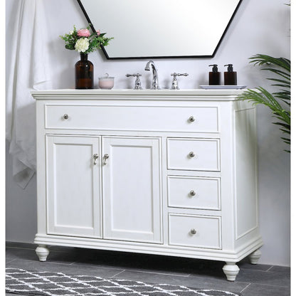 42 inch Single Bathroom vanity in antique white
