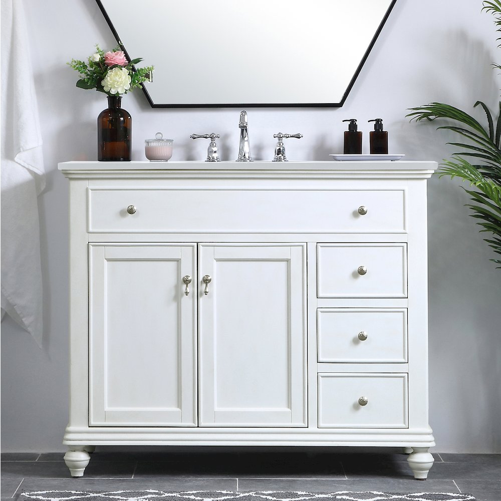 42 inch Single Bathroom vanity in antique white