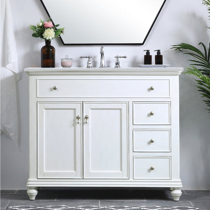 42 inch Single Bathroom vanity in antique white