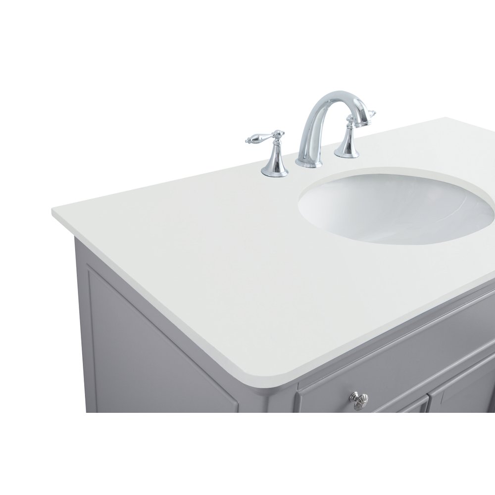 42 inch Single Bathroom vanity in light grey with ivory white engineered marble