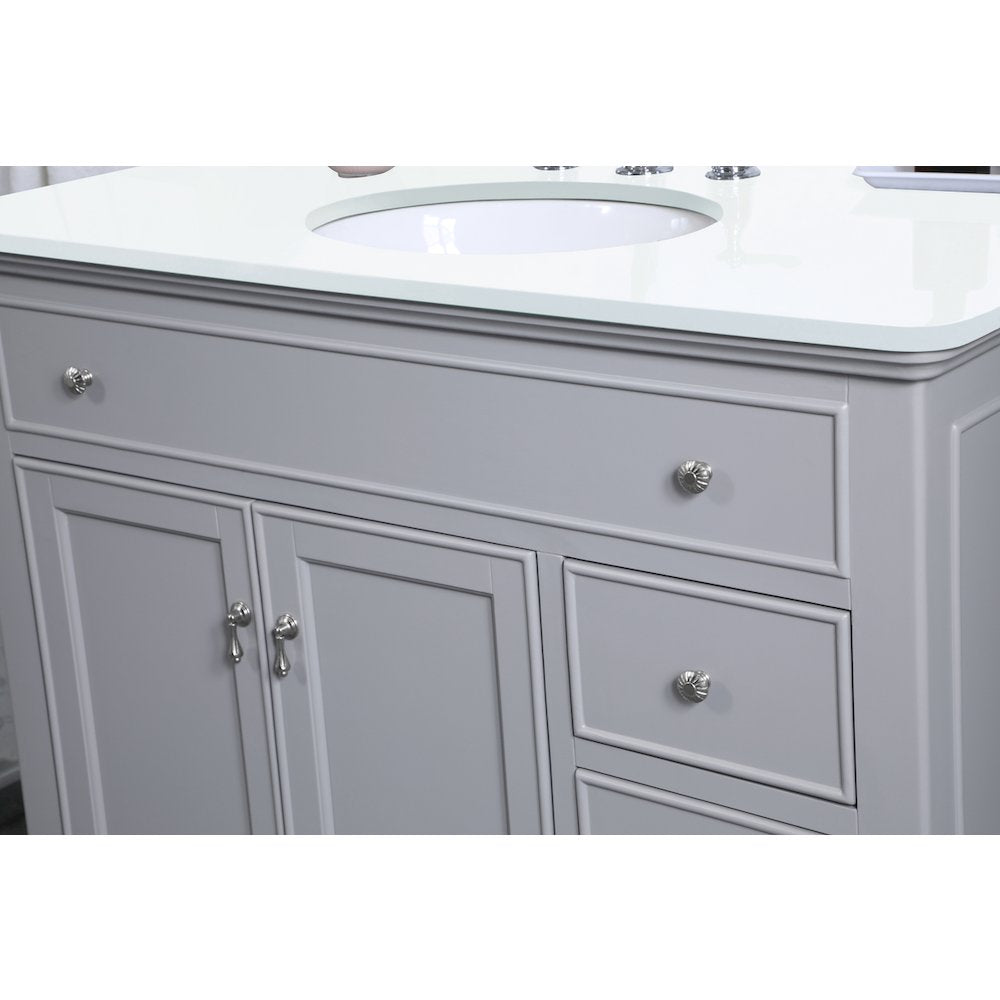 42 inch Single Bathroom vanity in light grey with ivory white engineered marble