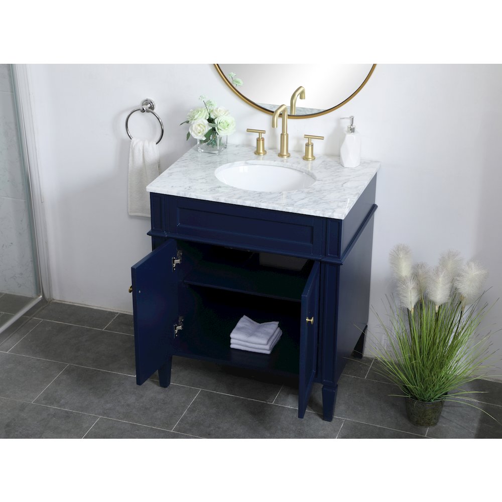 30 inch Single bathroom vanity in blue