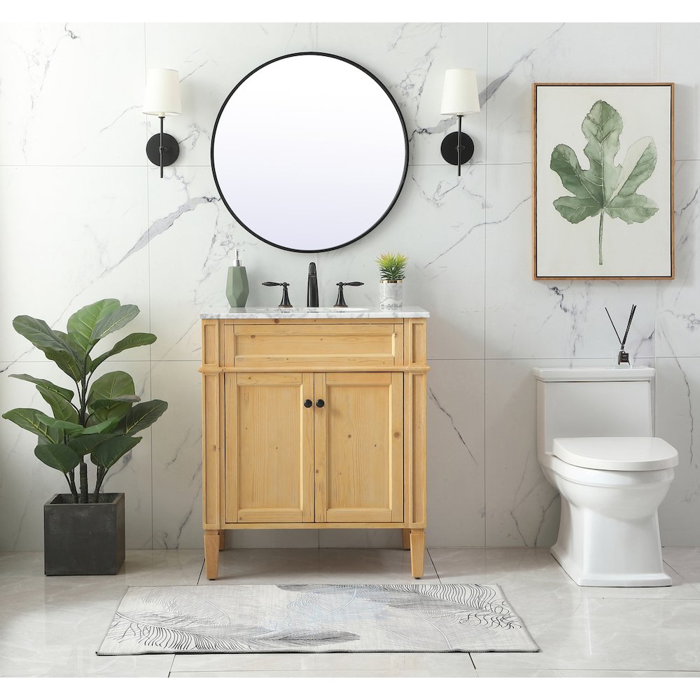 30 inch Single bathroom vanity in natural wood