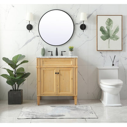 30 inch Single bathroom vanity in natural wood