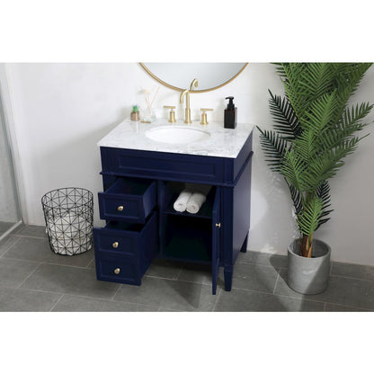 32 inch Single bathroom vanity in blue