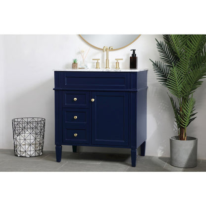 32 inch Single bathroom vanity in blue