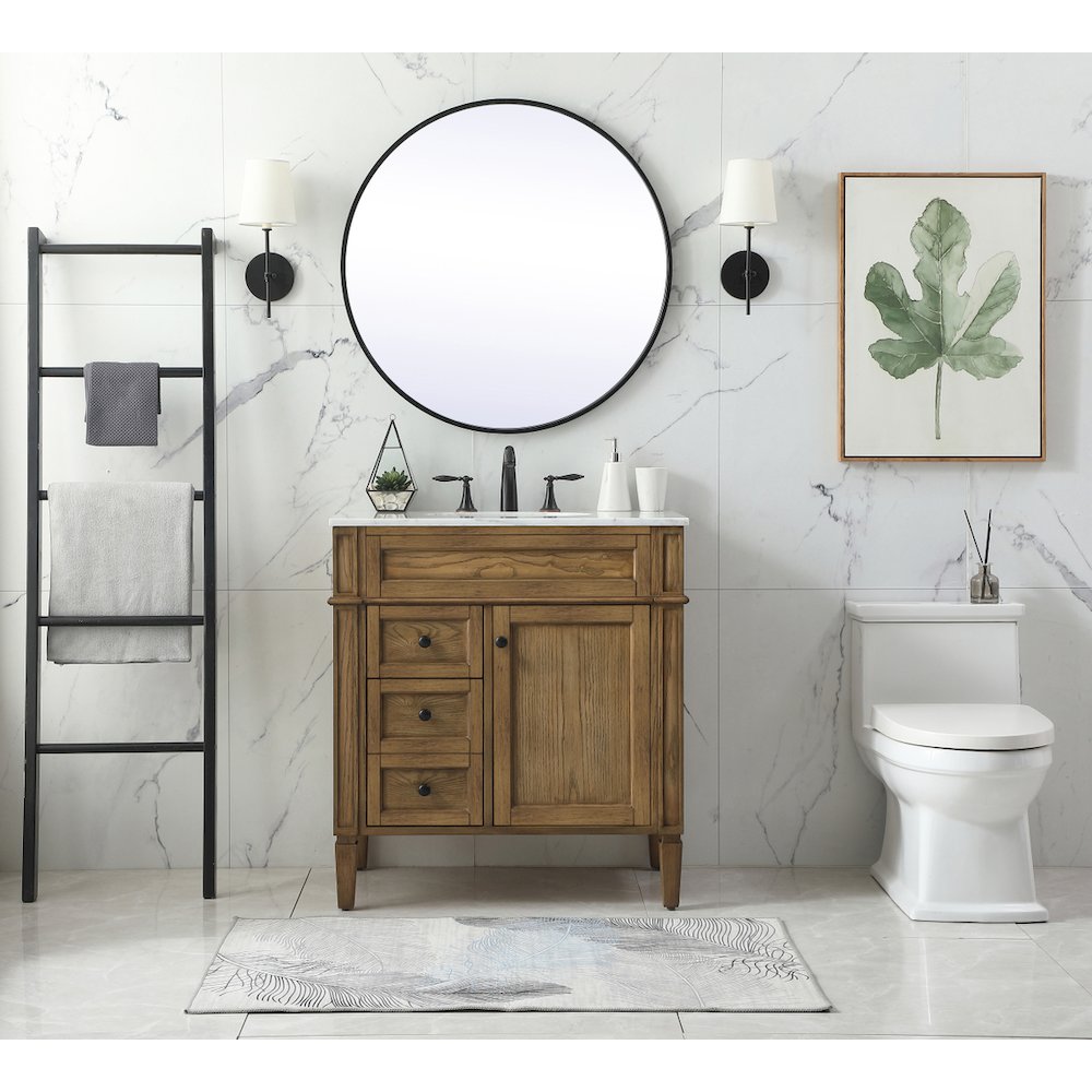 32 inch Single bathroom vanity in driftwood