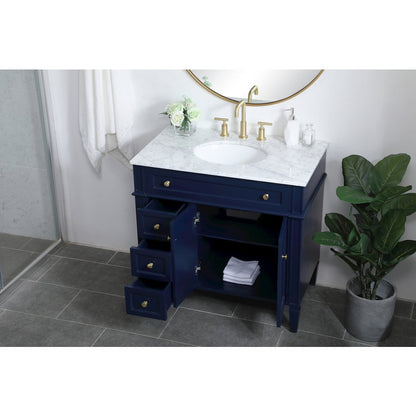 36 inch Single bathroom vanity in blue