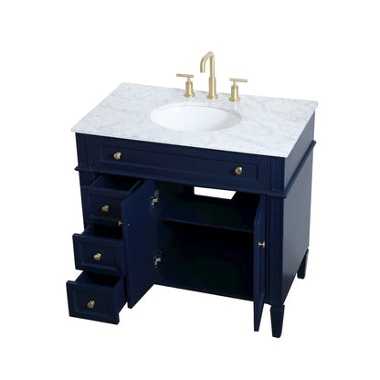 36 inch Single bathroom vanity in blue
