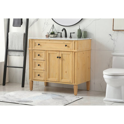 36 inch Single bathroom vanity in natural wood