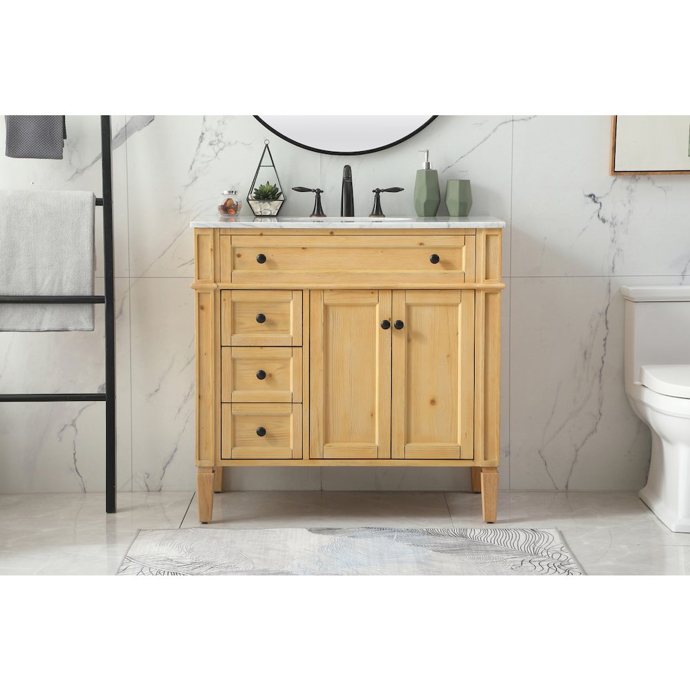 36 inch Single bathroom vanity in natural wood