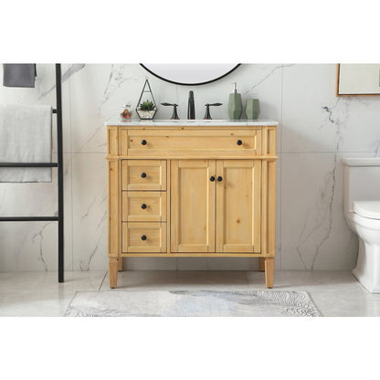 36 inch Single bathroom vanity in natural wood