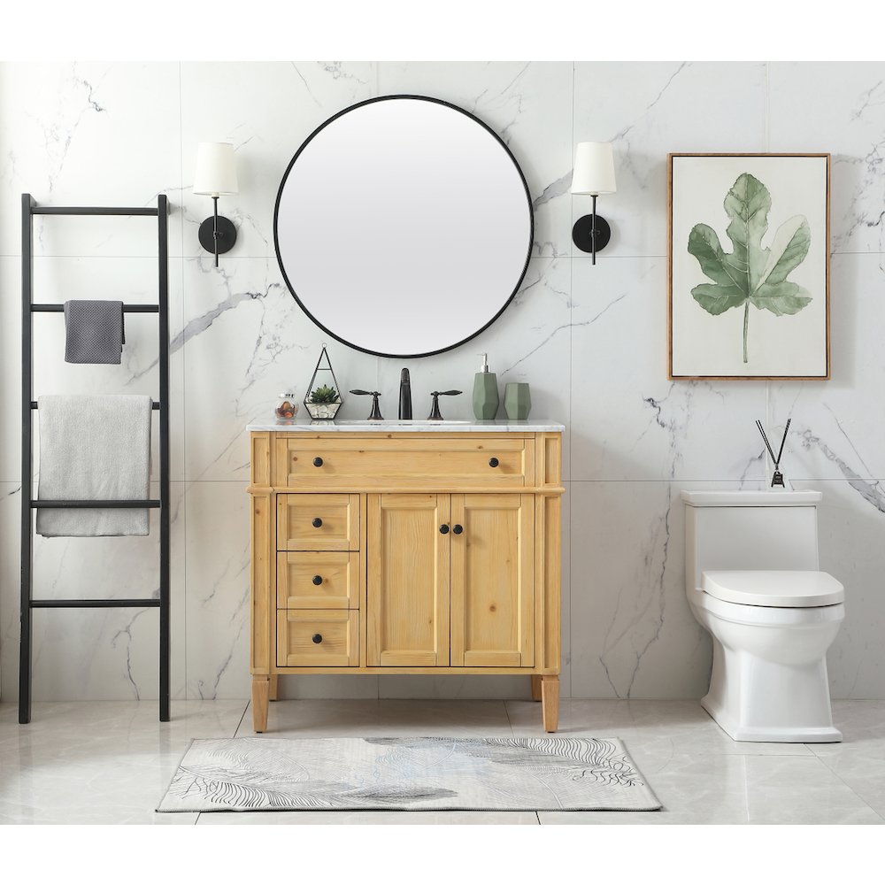 36 inch Single bathroom vanity in natural wood