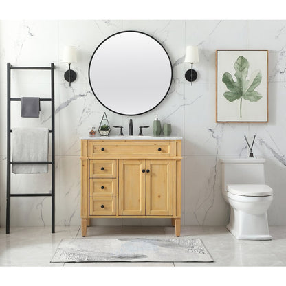 36 inch Single bathroom vanity in natural wood