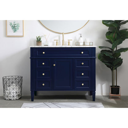 42 inch Single bathroom vanity in blue