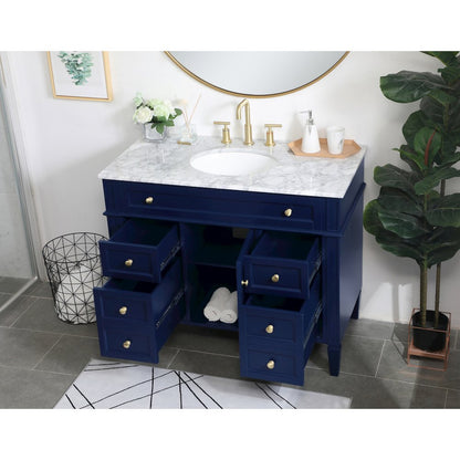 42 inch Single bathroom vanity in blue