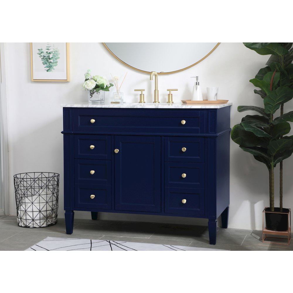 42 inch Single bathroom vanity in blue