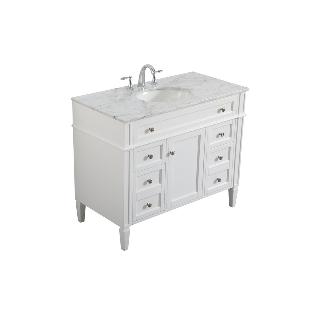 42 inch Single bathroom vanity in white