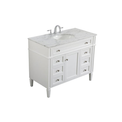 42 inch Single bathroom vanity in white