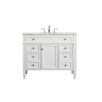 42 inch Single bathroom vanity in white