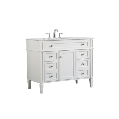 42 inch Single bathroom vanity in white