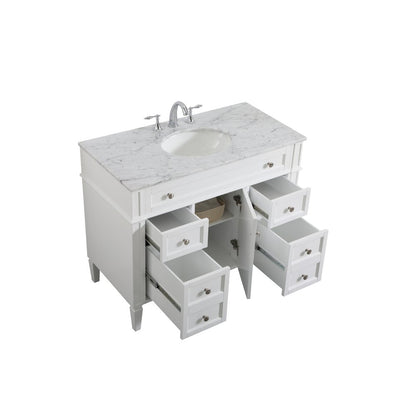 42 inch Single bathroom vanity in white