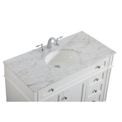 42 inch Single bathroom vanity in white