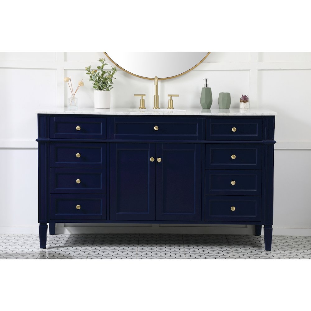 60 inch Single bathroom vanity in blue