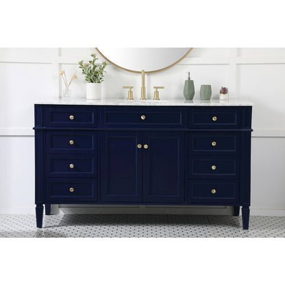60 inch Single bathroom vanity in blue