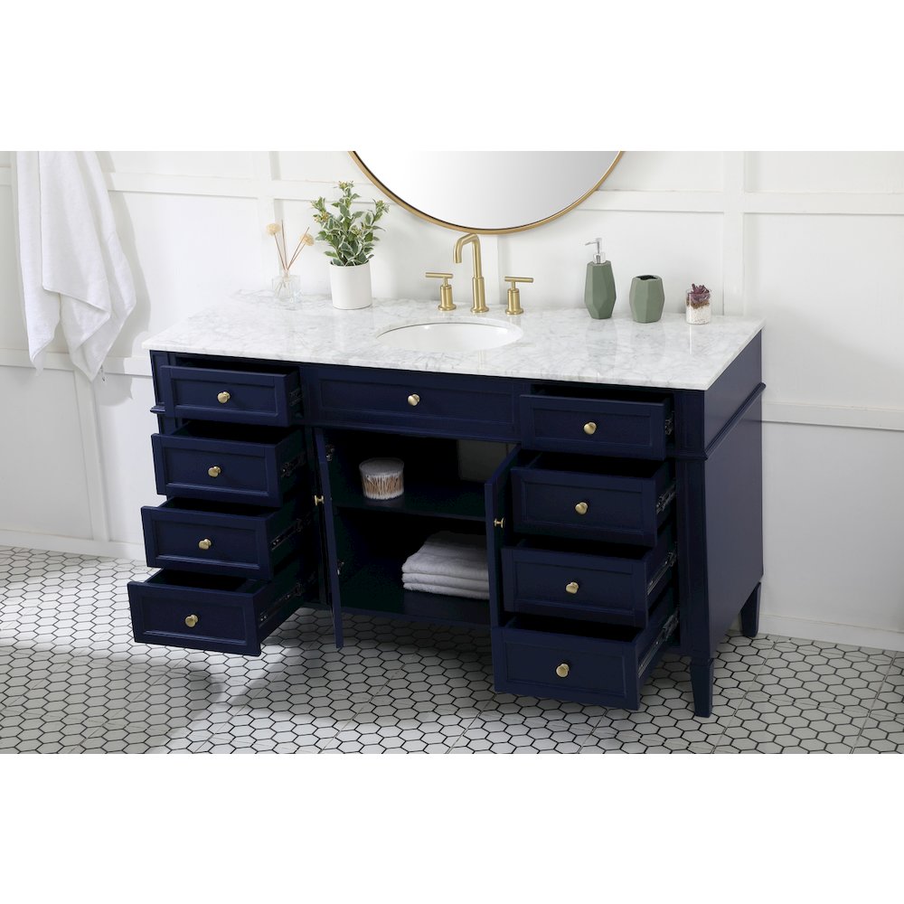 60 inch Single bathroom vanity in blue