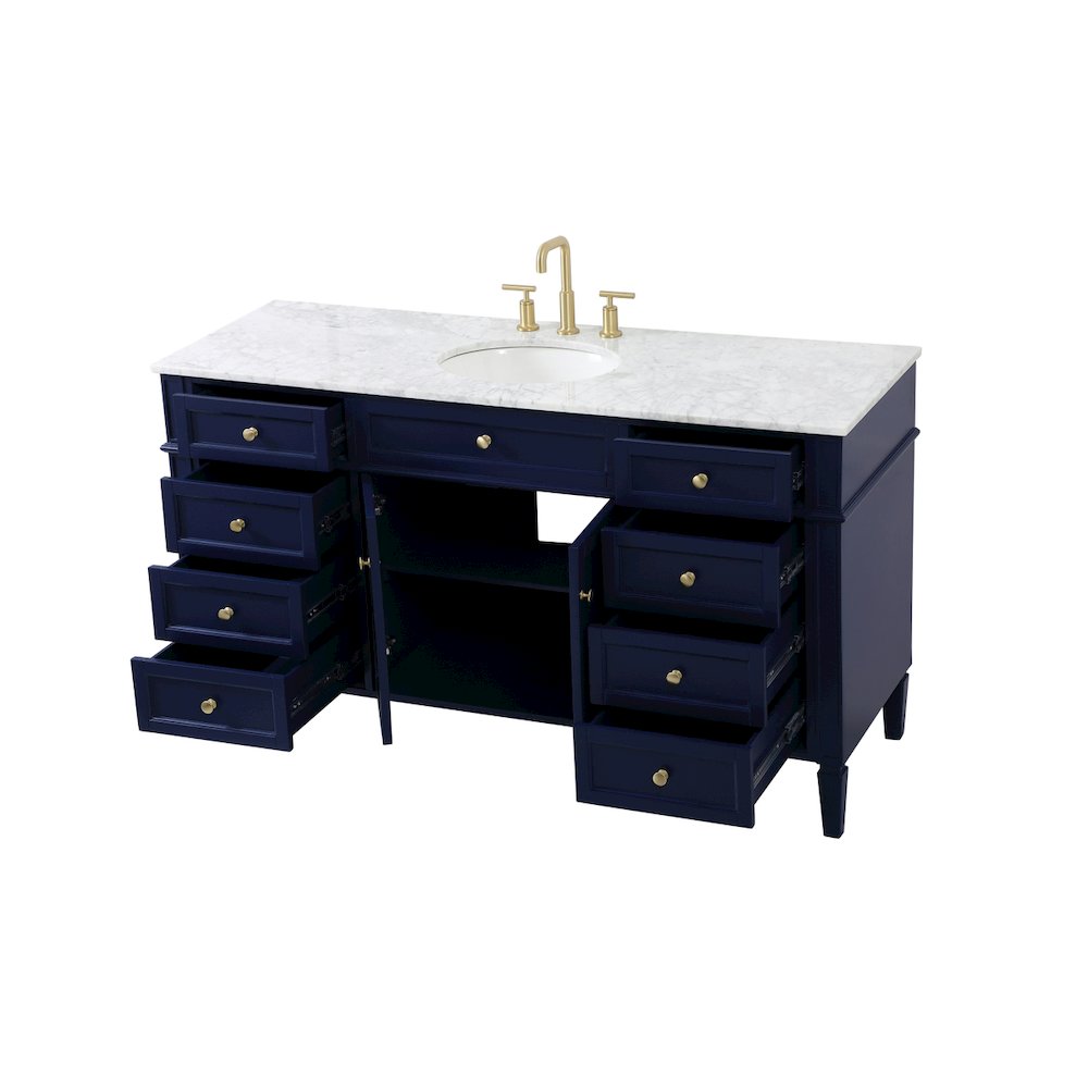 60 inch Single bathroom vanity in blue