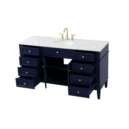 60 inch Single bathroom vanity in blue