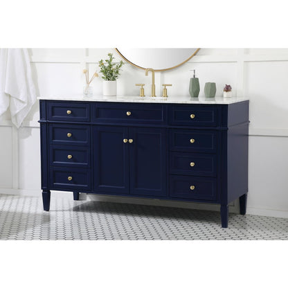 60 inch Single bathroom vanity in blue