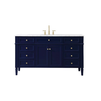 60 inch Single bathroom vanity in blue