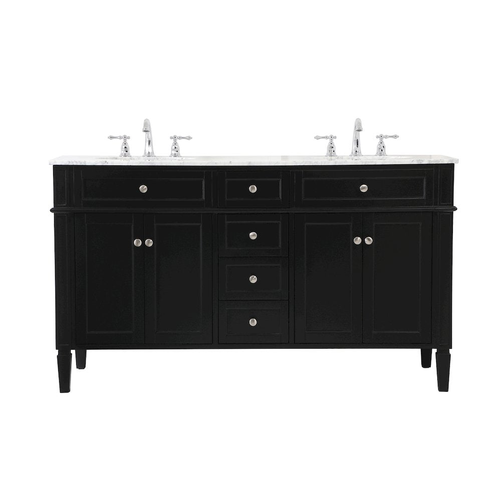 60 inch double bathroom vanity in Black