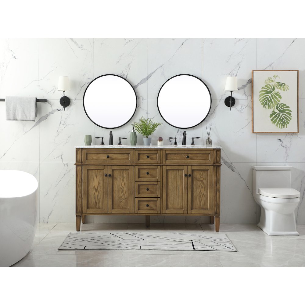 60 inch double bathroom vanity in driftwood
