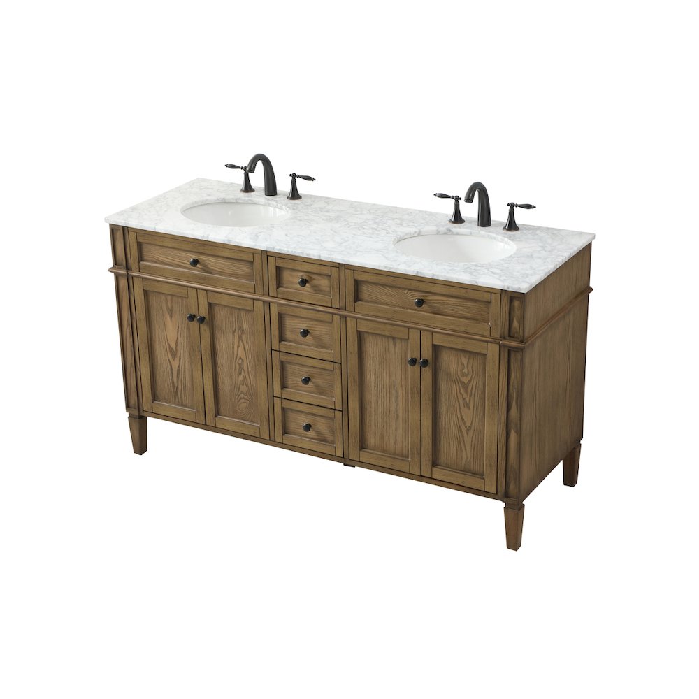 60 inch double bathroom vanity in driftwood
