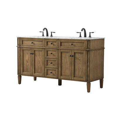 60 inch double bathroom vanity in driftwood