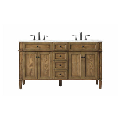 60 inch double bathroom vanity in driftwood