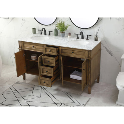 60 inch double bathroom vanity in driftwood