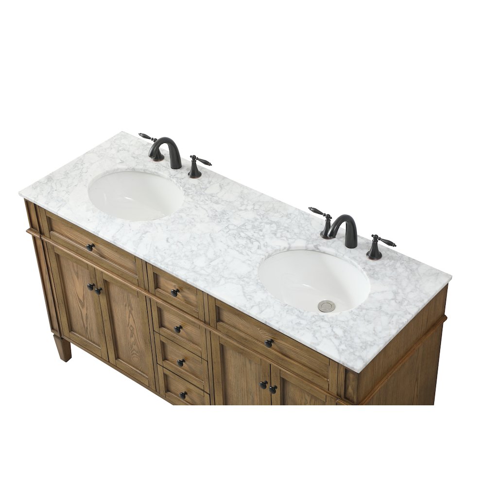 60 inch double bathroom vanity in driftwood