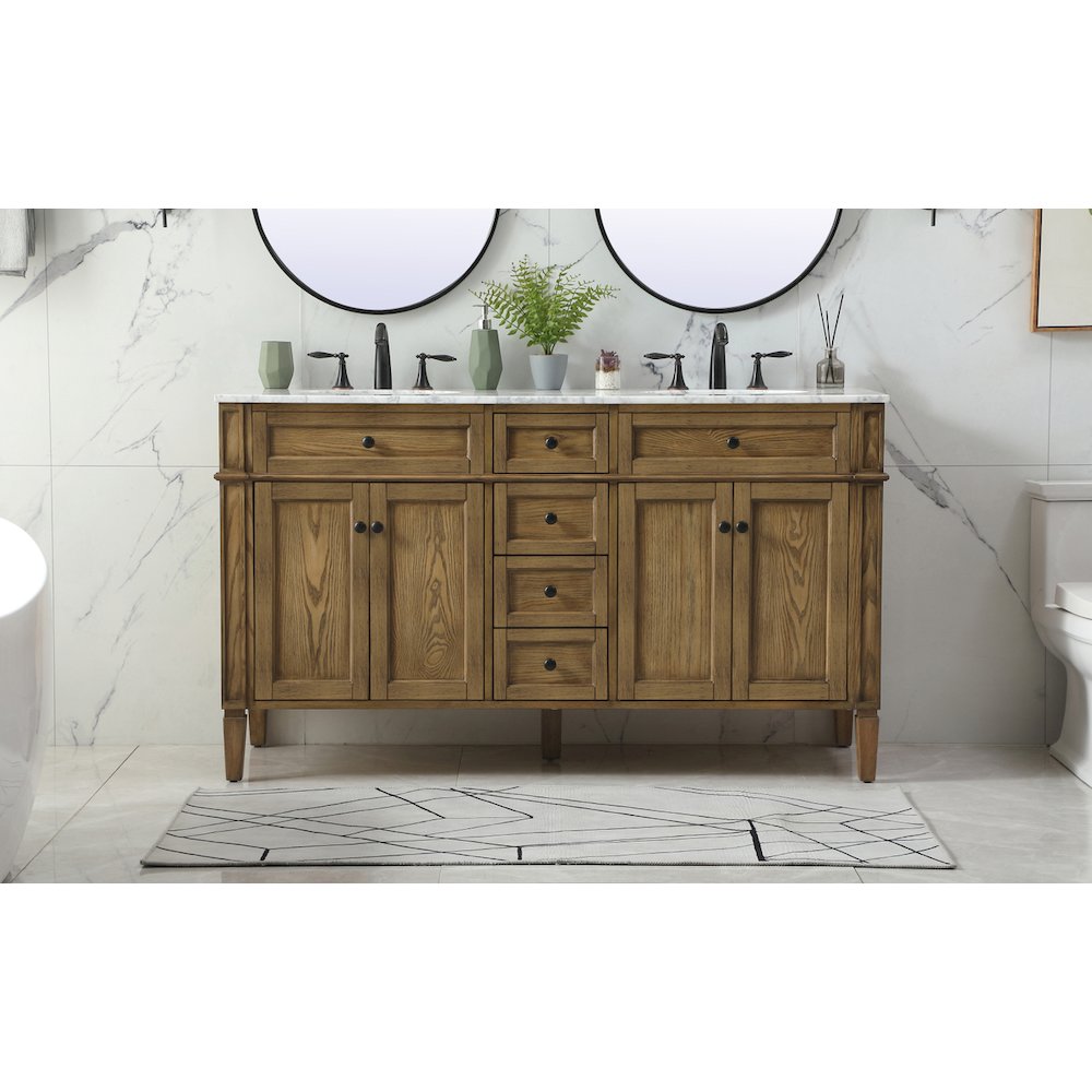 60 inch double bathroom vanity in driftwood