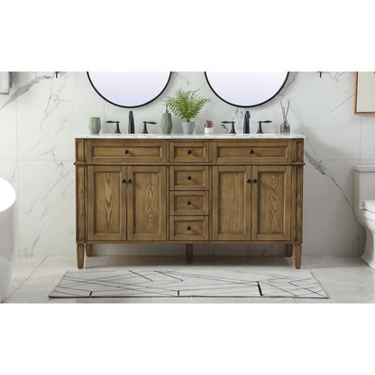 60 inch double bathroom vanity in driftwood