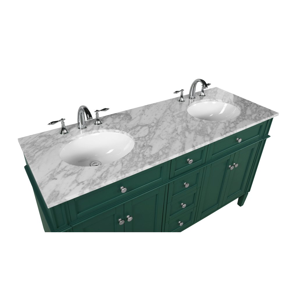 60 inch double bathroom vanity in green