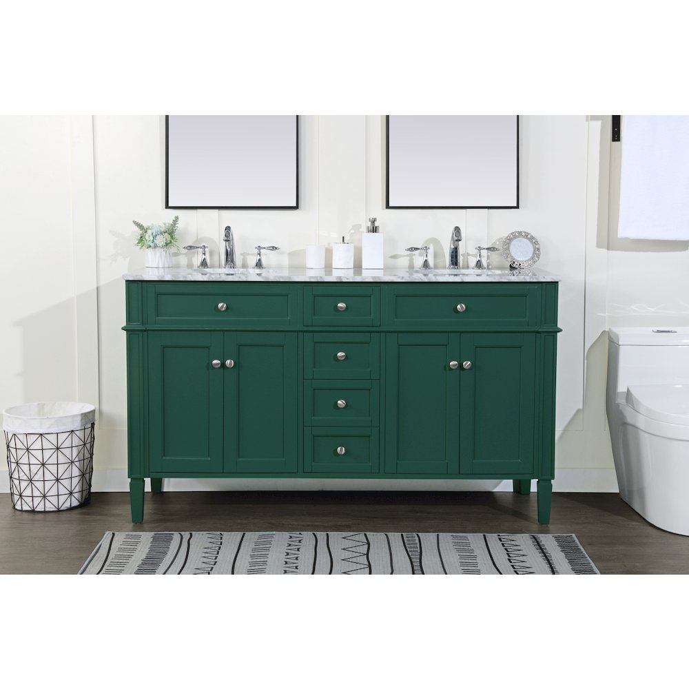 60 inch double bathroom vanity in green