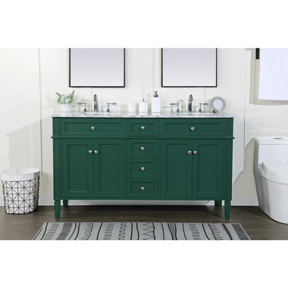 60 inch double bathroom vanity in green