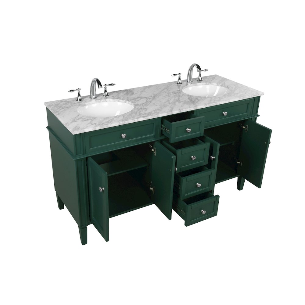 60 inch double bathroom vanity in green