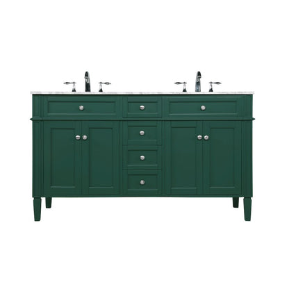 60 inch double bathroom vanity in green