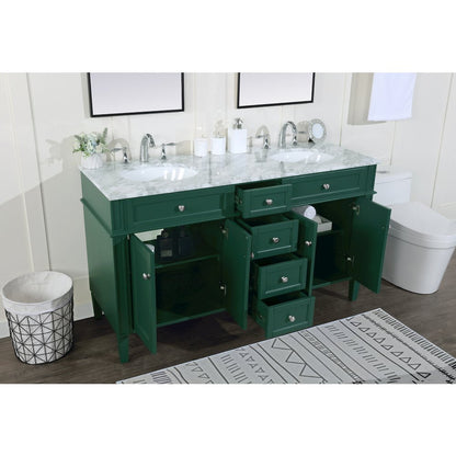 60 inch double bathroom vanity in green