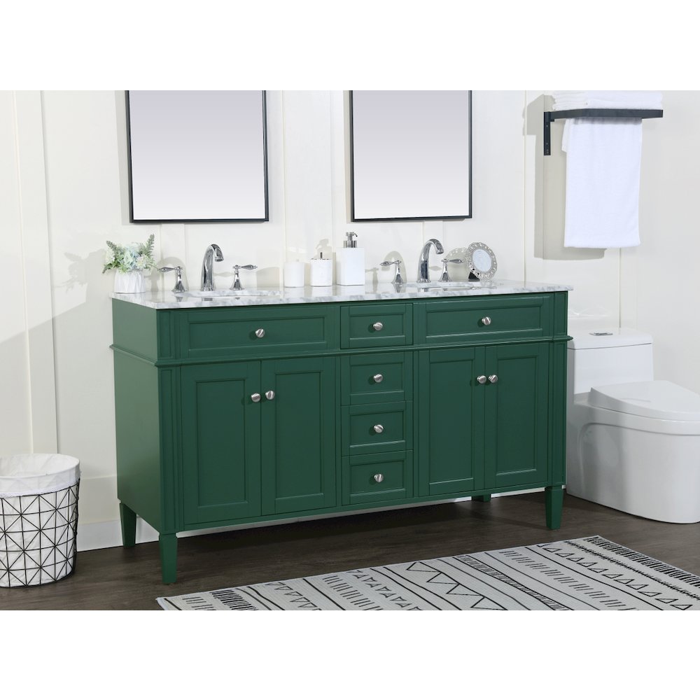 60 inch double bathroom vanity in green